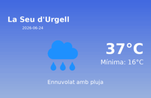 Predicció meteorològica: La Seu d’Urgell, 24 de Juny de 2026