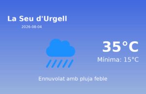 AEMET: El temps per a La Seu d’Urgell – 4 de Agost de 2026